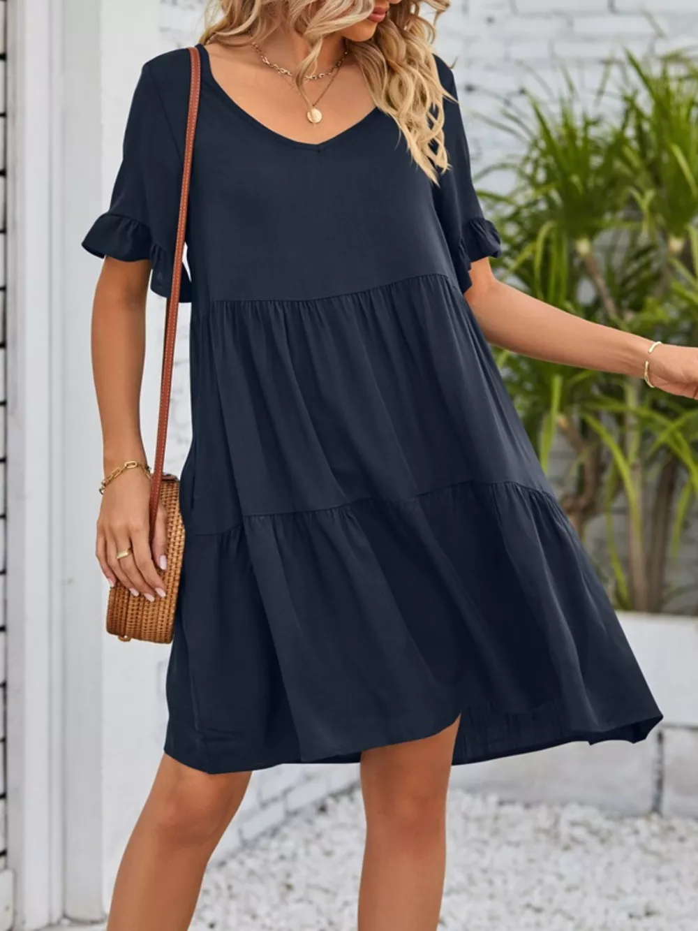 Ruffled Sleeve Tiered Mini Dress, image 27