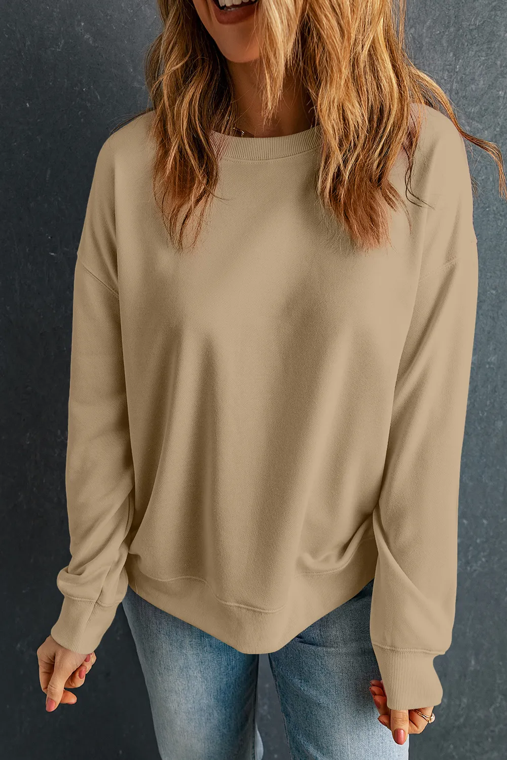 Round Neck Dropped Shoulder Sweatshirt, image 3