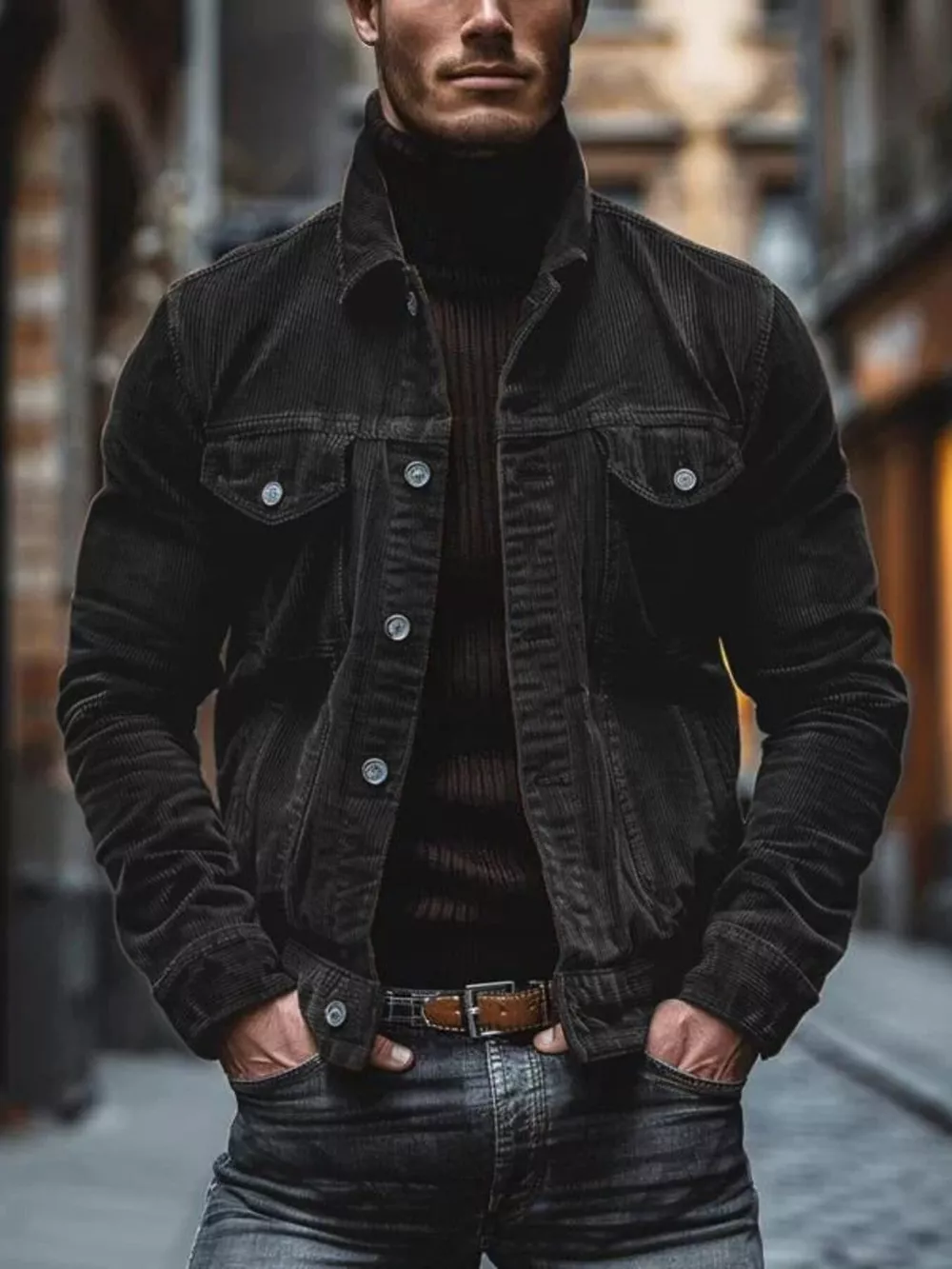 Men's Full Size Corduroy Button-Down Jacket Plus Size, image 3