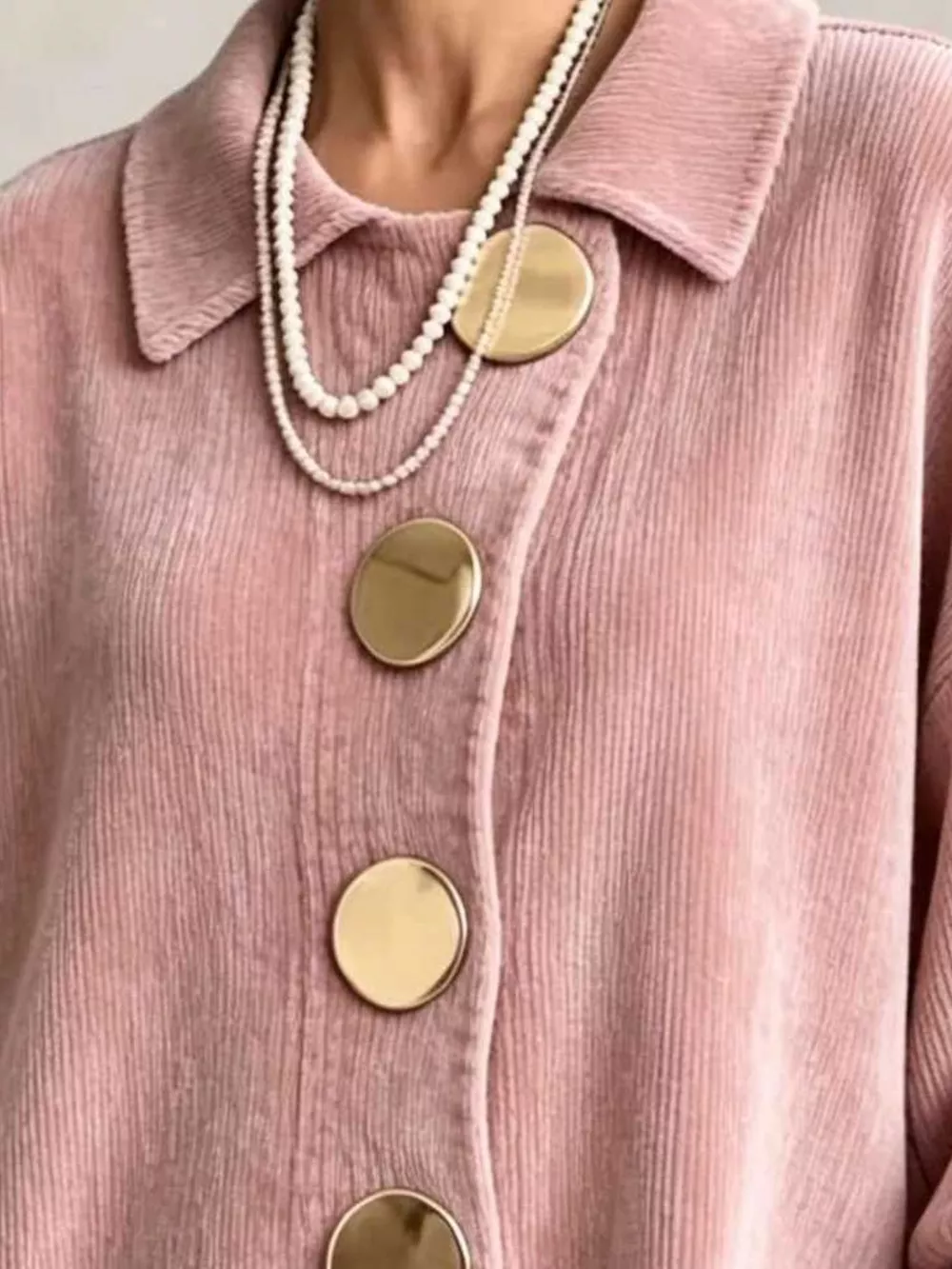 Full Size Ribbed Knit Gold Buttons Cardigan Plus Size, image 32