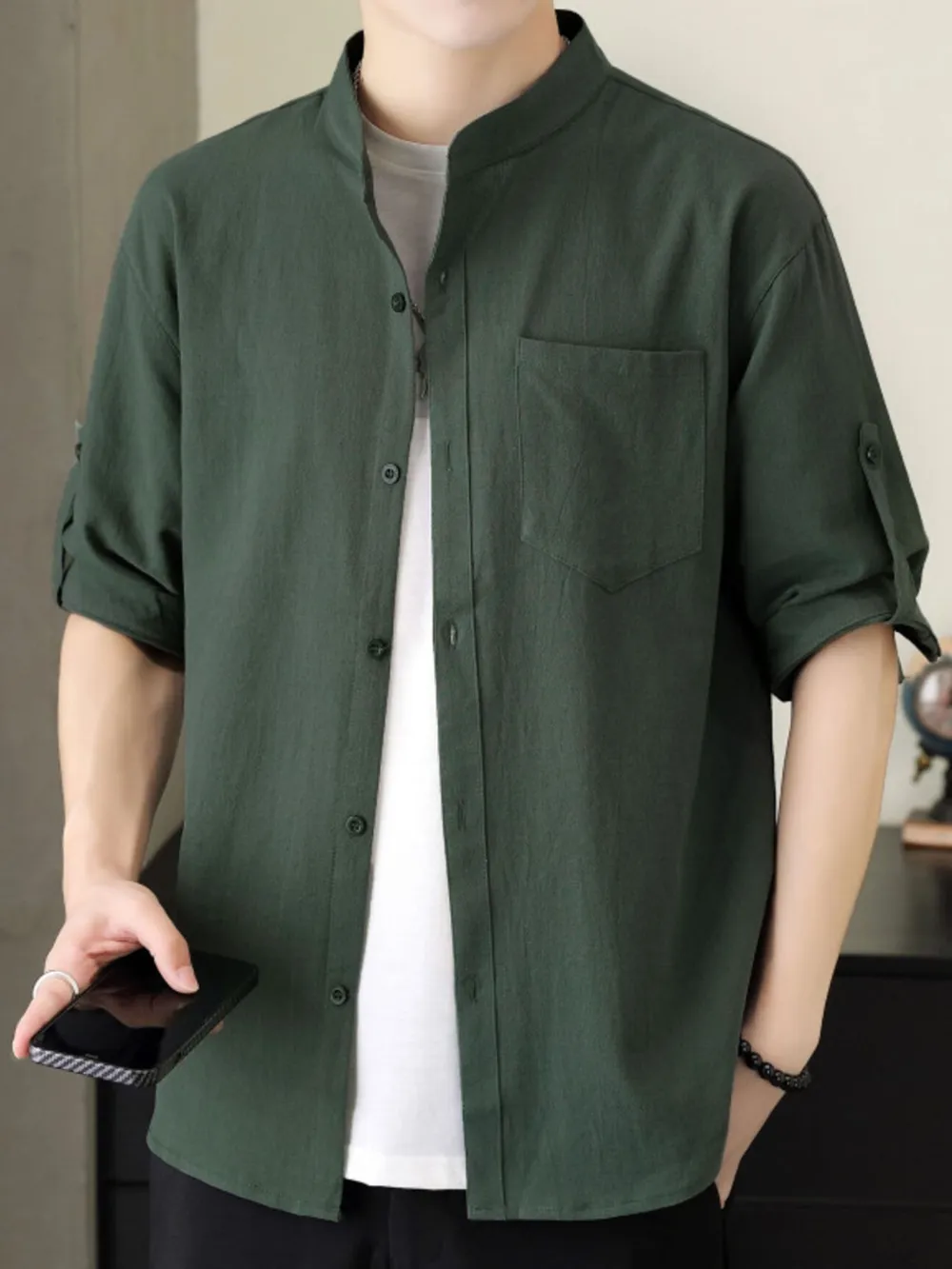 Men's Plus Size Button Up Short Sleeve Shirt, image 4