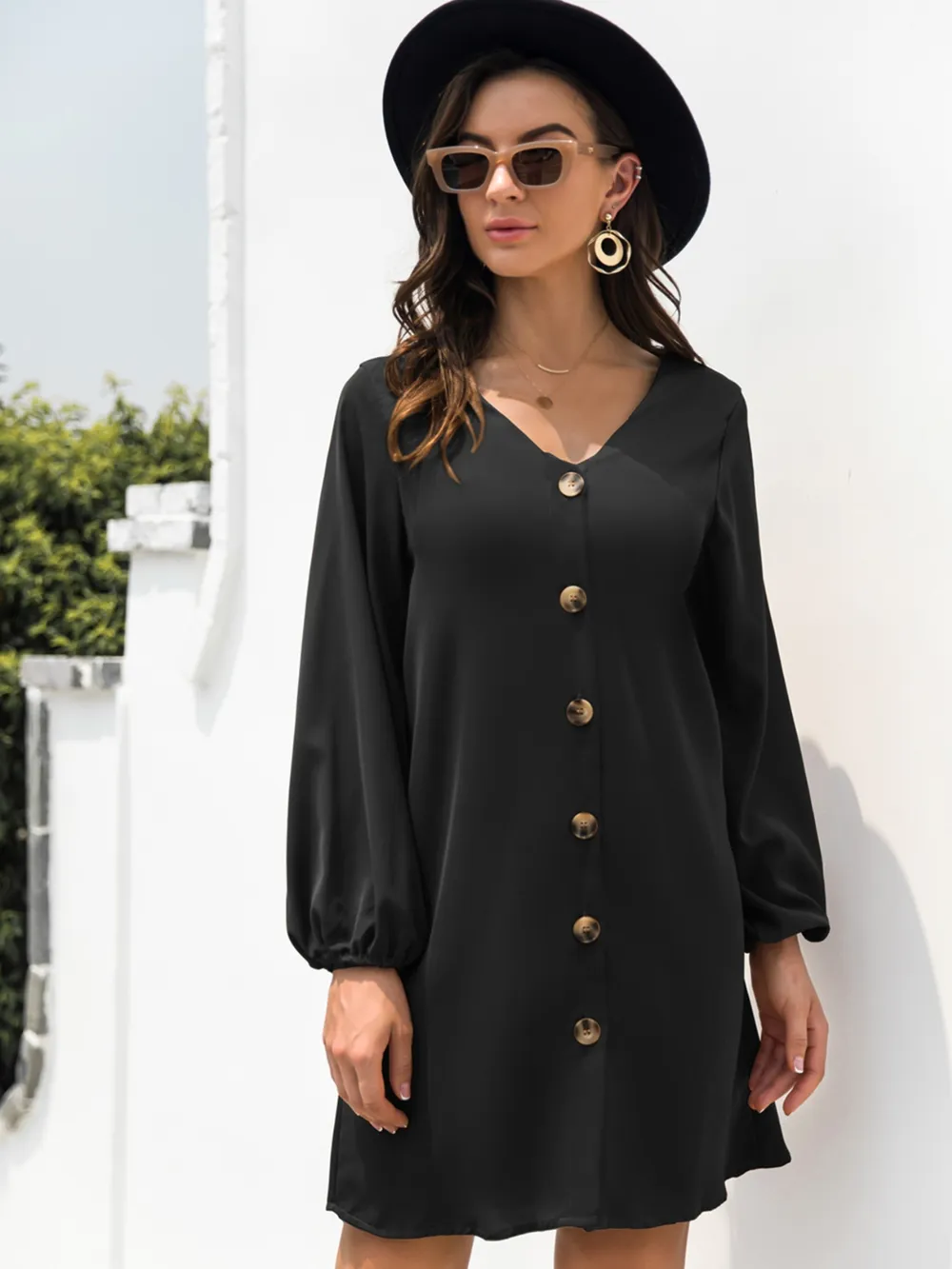 V-Neck Long Sleeve Mini Dress, image 7