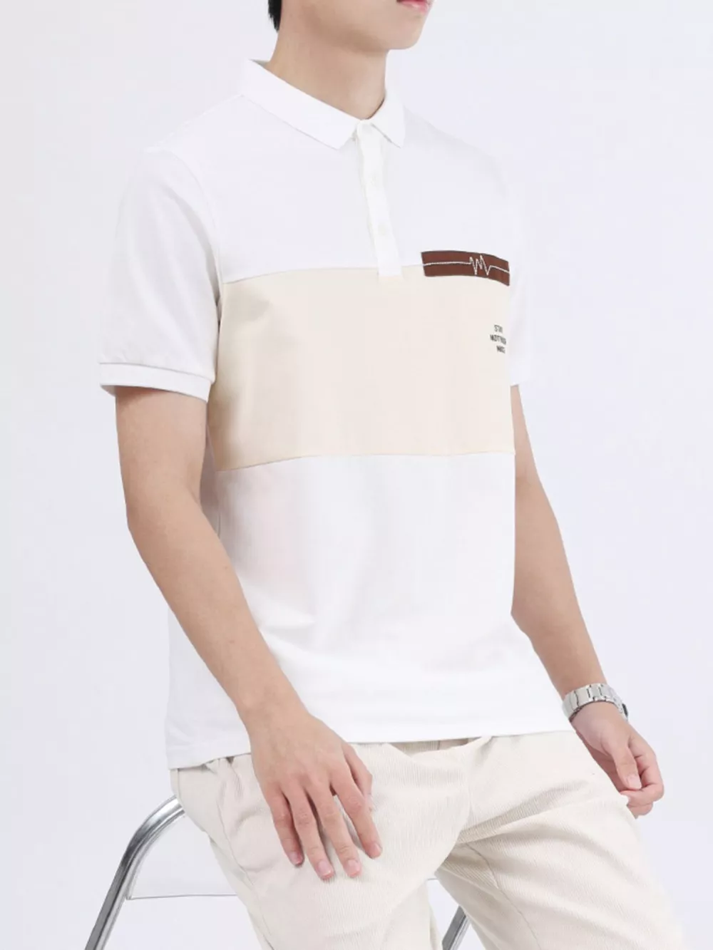 Men's Plus Size Color Block Casual Polo, image 7