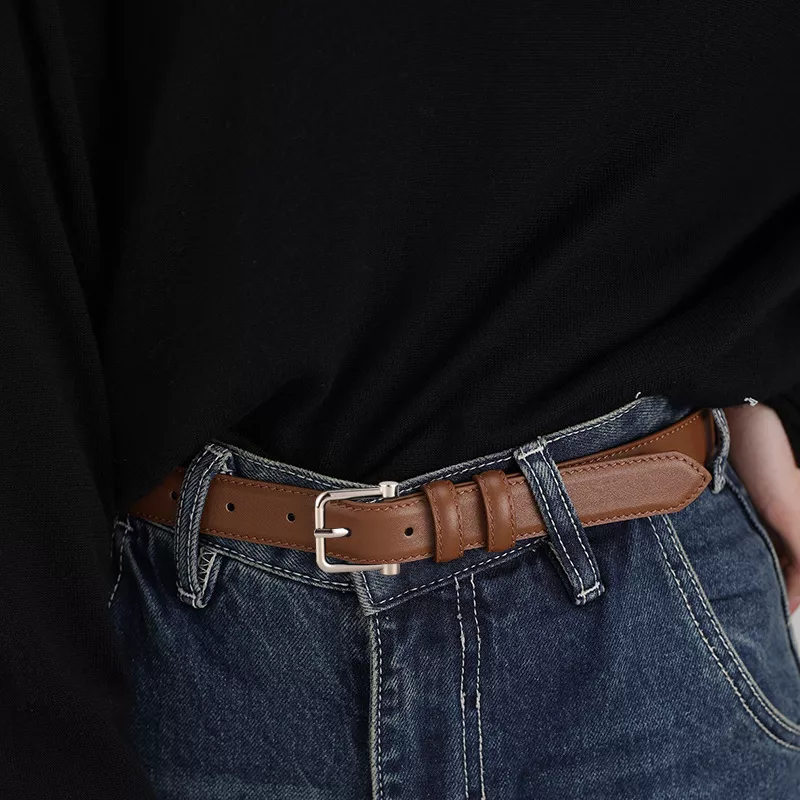 Silver Buckle Leather Belt, image 2