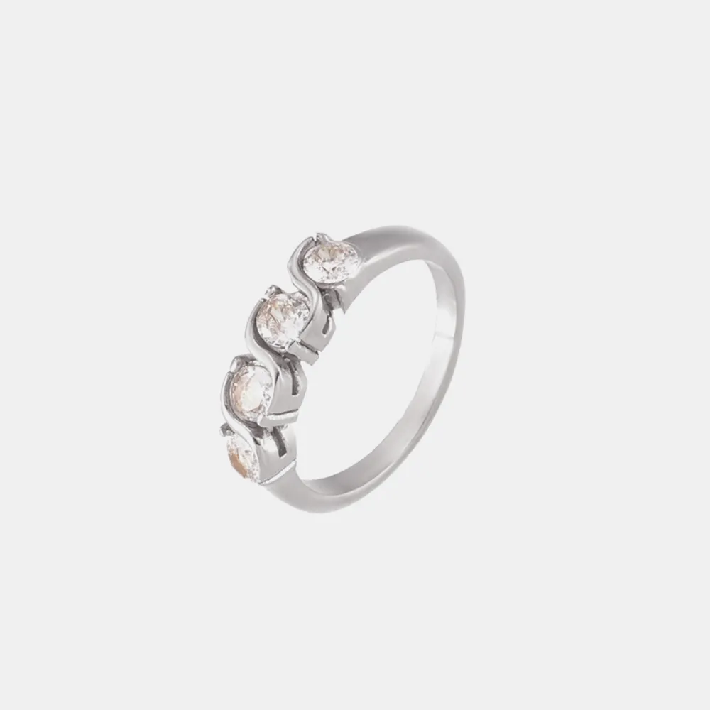 Stainless Steel Inlaid Zircon Ring, image 4