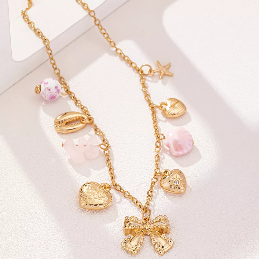 Heart and Butterfly Bow Ocean Multi-Pendant Necklace, image 3