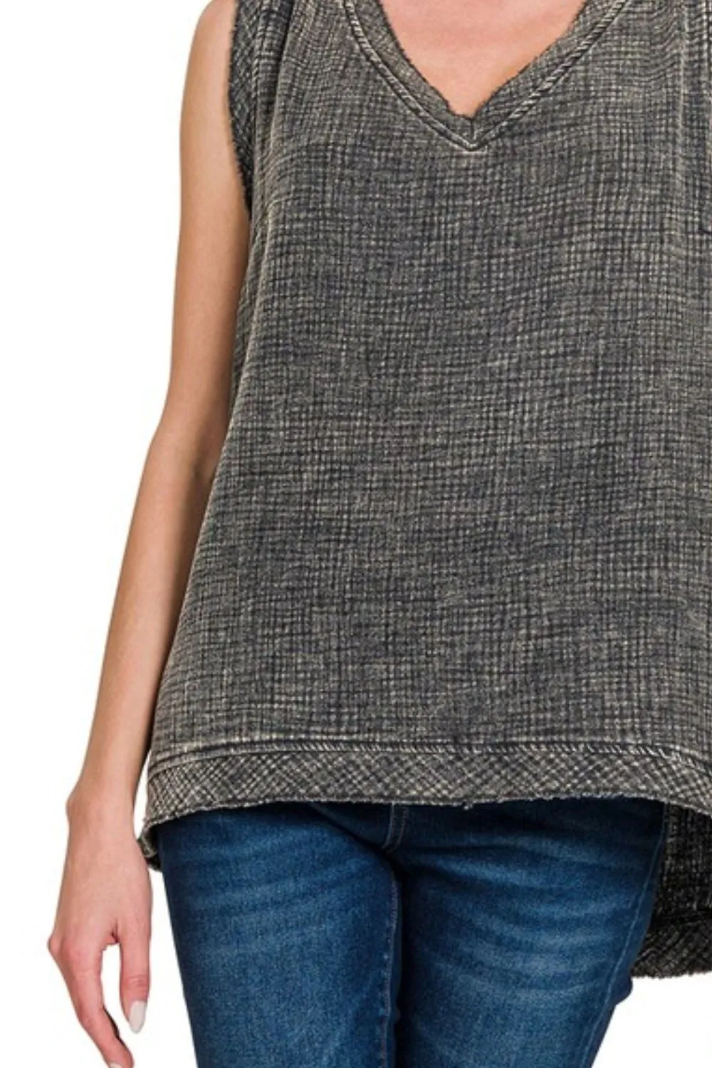 Double Gauze Raw Edge Acid Washed Tank, image 3