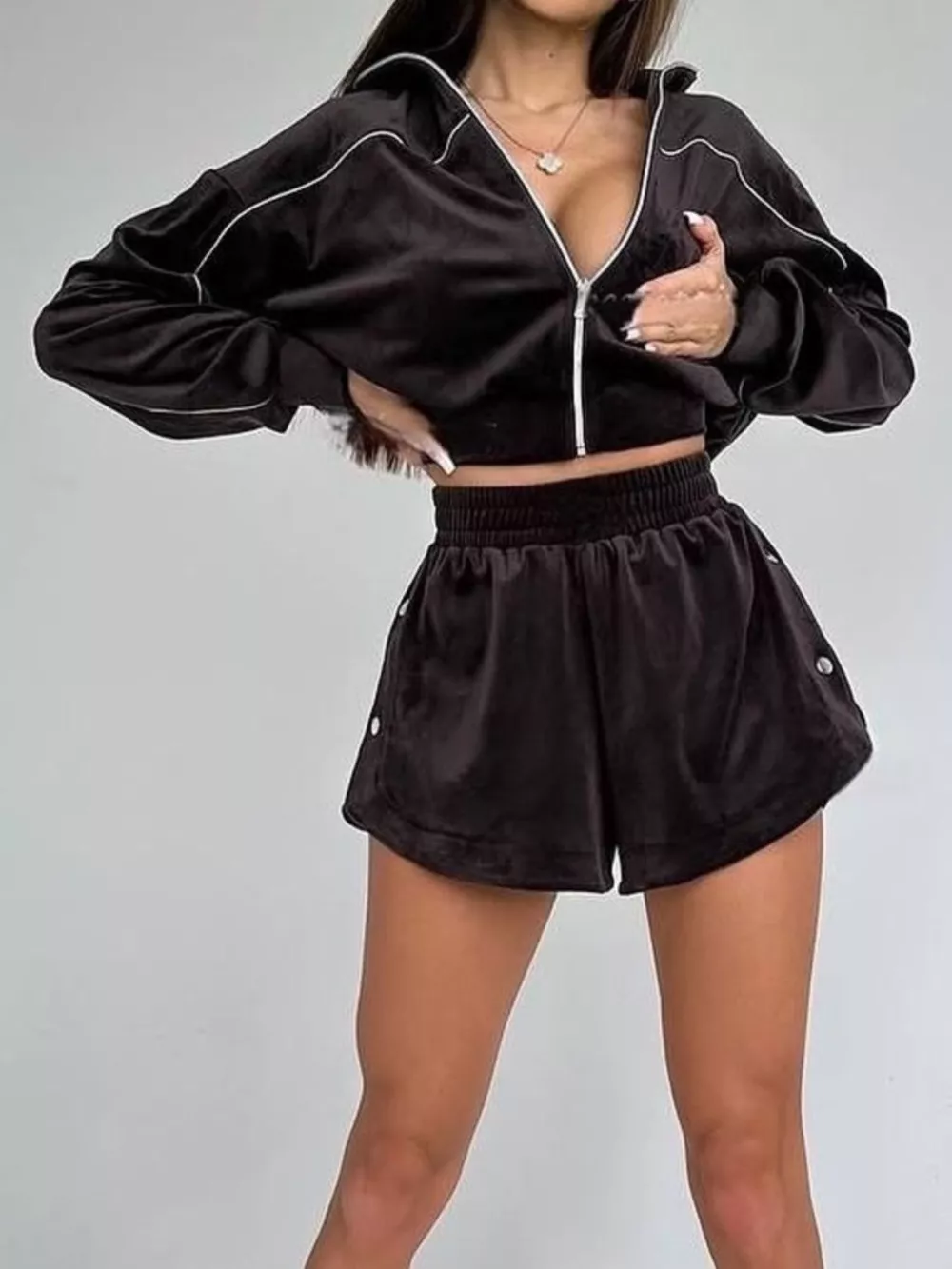 Zip-Up Outerwear and Shorts Set, image 22