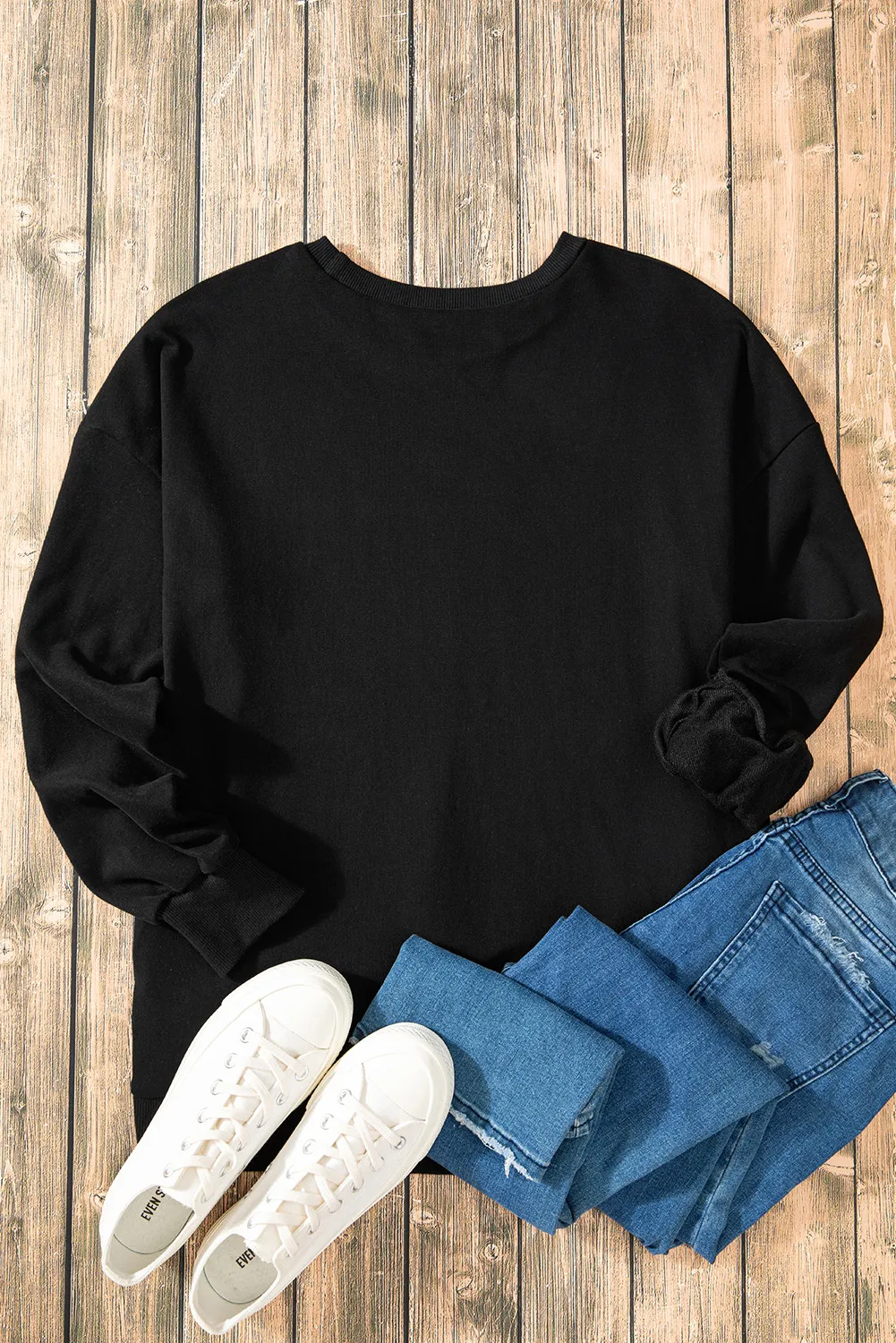 High-Low Round Neck Long Sleeve Sweatshirt, image 9