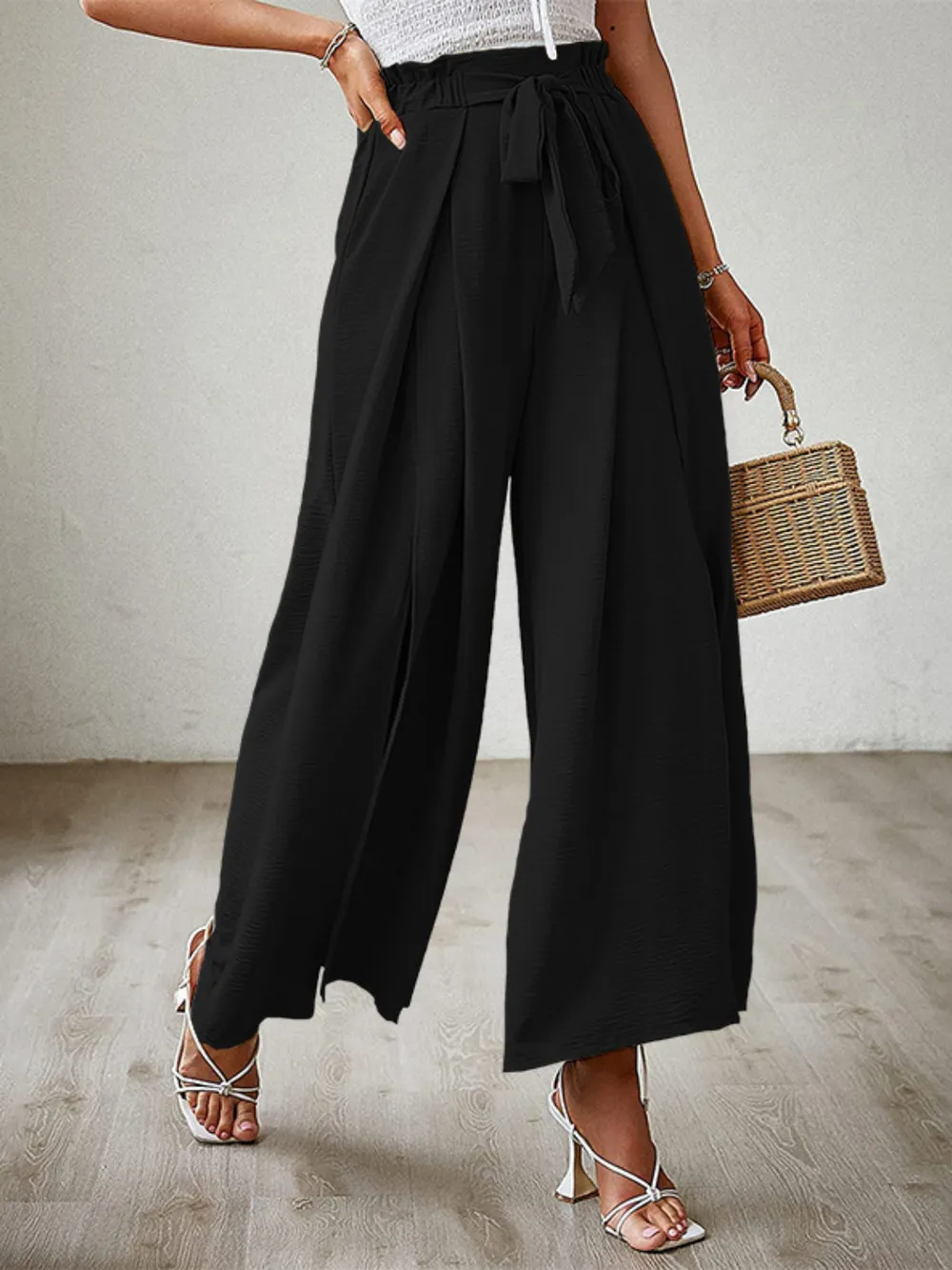 Tied Slit Wide Leg Pants, image 2