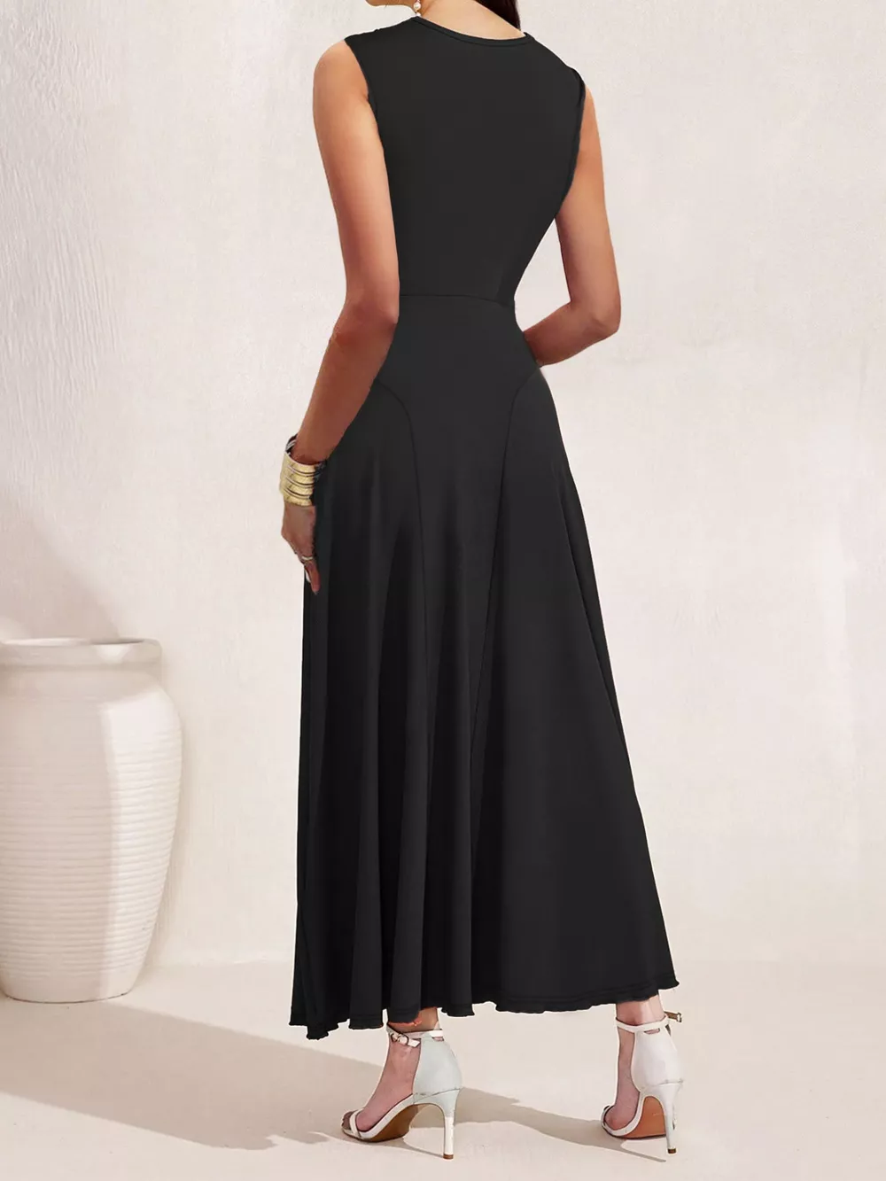 Crisscross Halter Neck A-Line Midi Dress, image 4