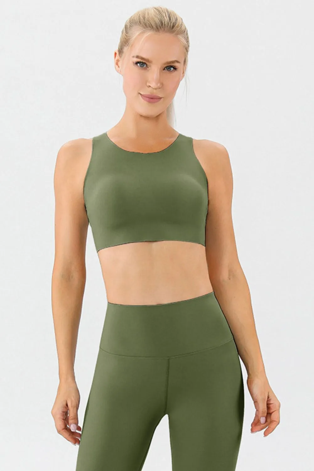 Round Neck Wide Strap Active Bra, image 11