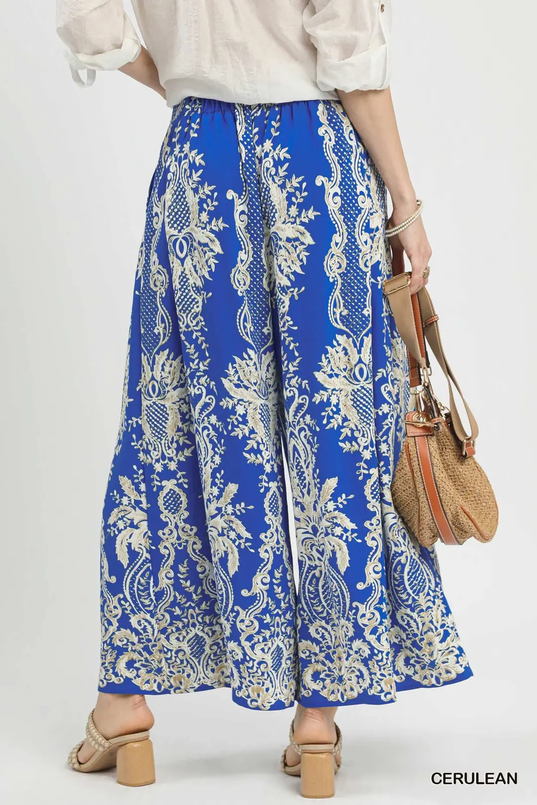 Border Print Wide Leg Pants, image 2