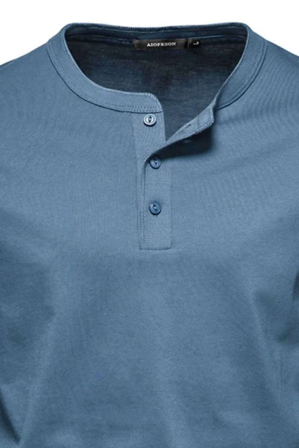 Men's Full Size Quarter Button Round Neck Long Sleeve T-Shirt Plus Size, image 4