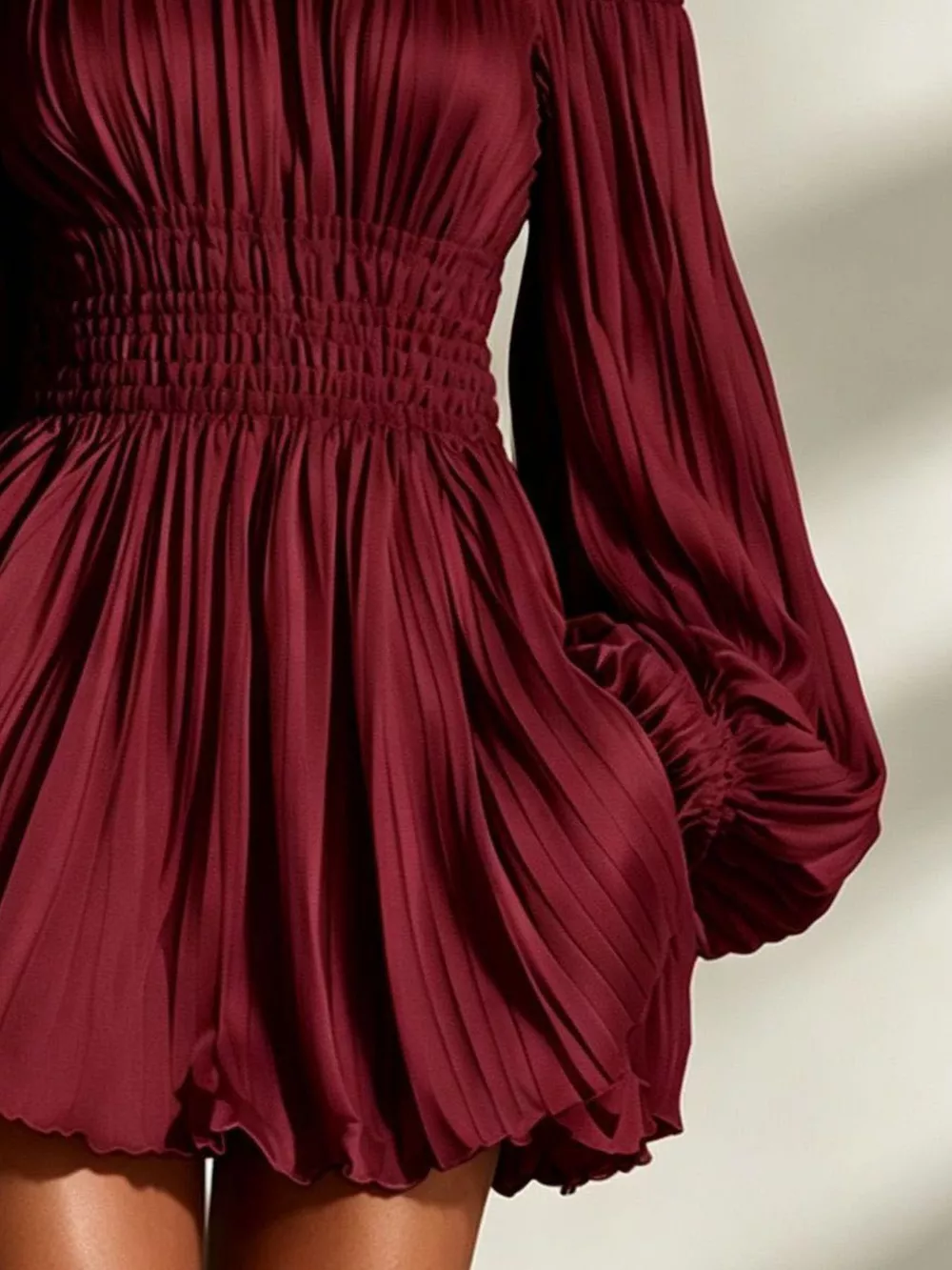 Off-Shoulder Pleated Mini Dress, image 15