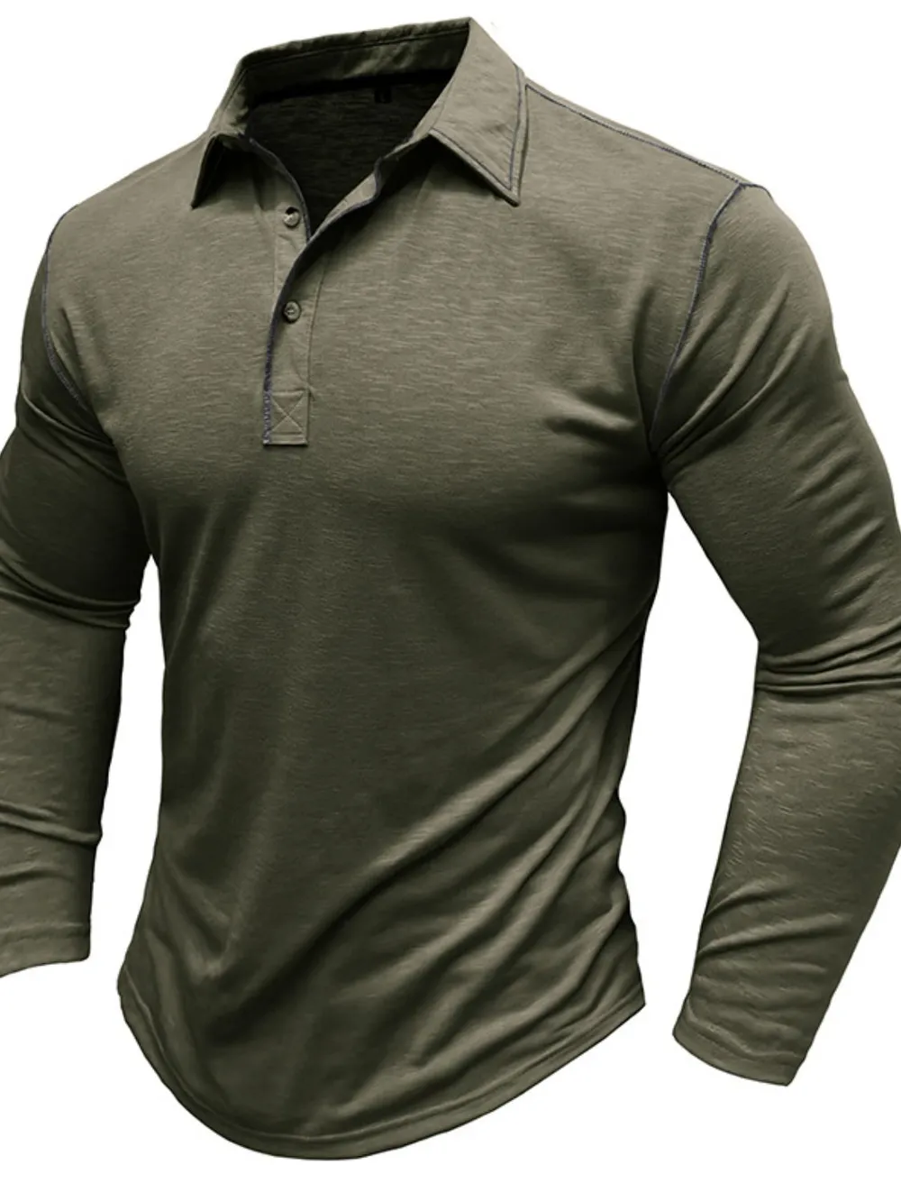 Men's Button Detail Long Sleeve Polo