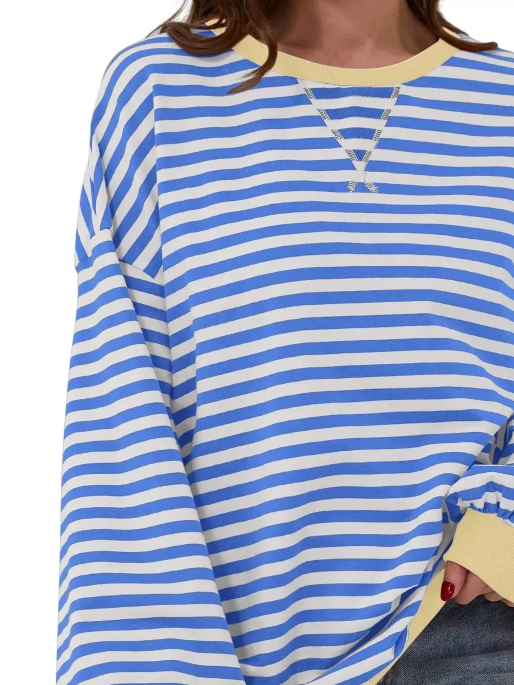 Striped Contrast Trim Oversized Sweatshirt, image 16
