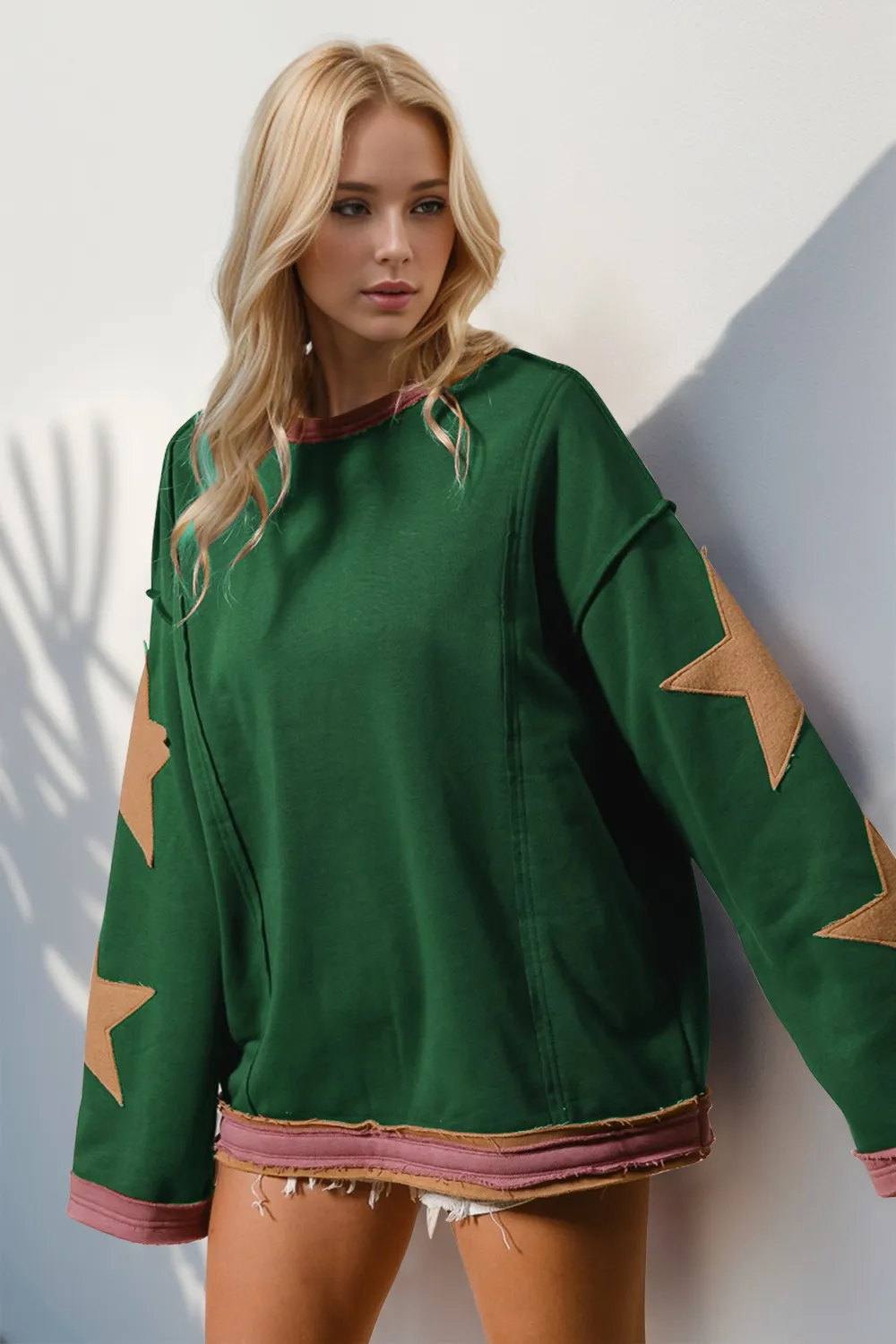 Star Patched Long Sleeve Sweatshirt, image 6