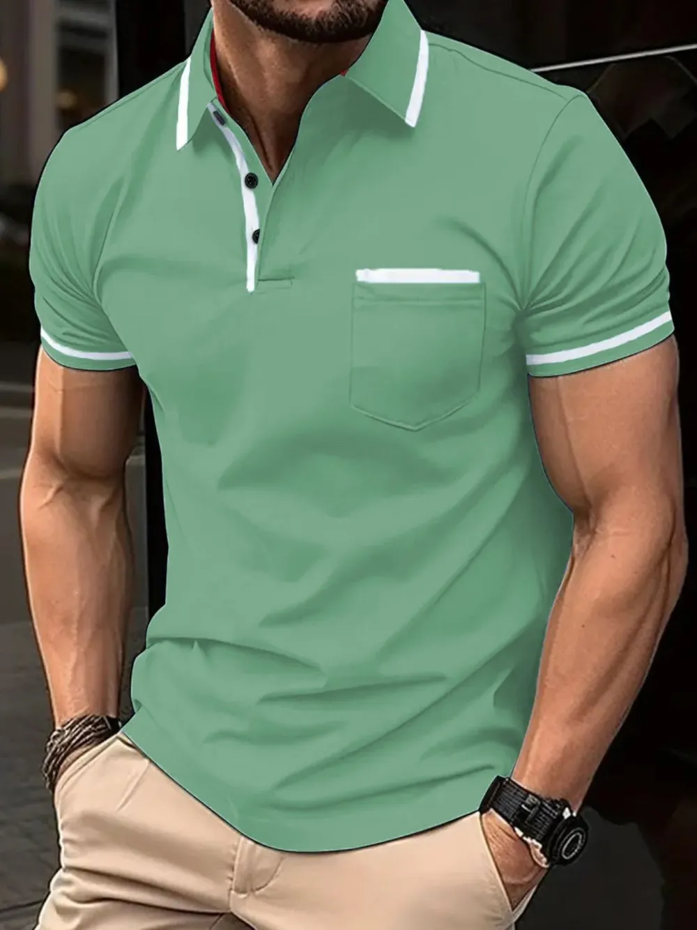 Men's Full Size Collared Neck Short Sleeve Polo Plus Size, image 6