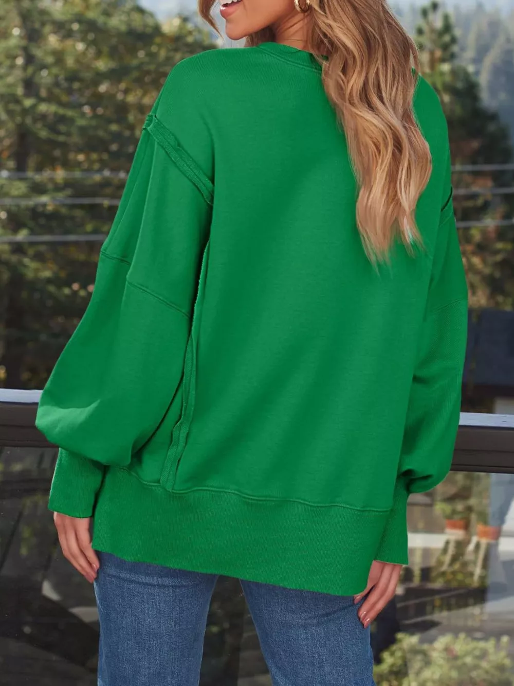 Side Slit Long Sleeve Oversized Sweatshirt, image 20