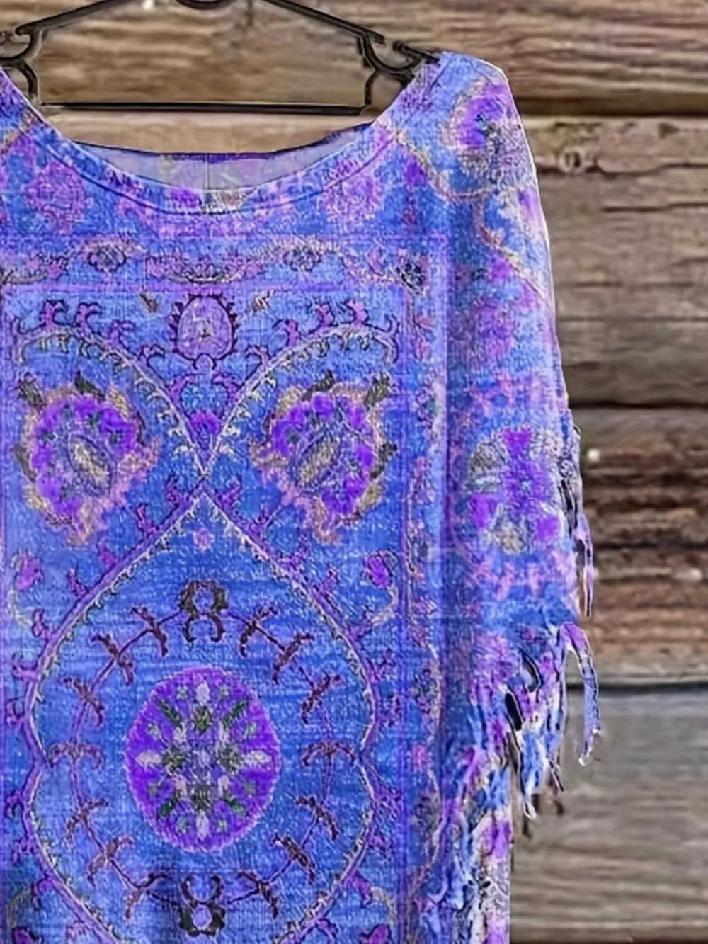 Plus Size Fringe Round Neck Cover Up, image 6