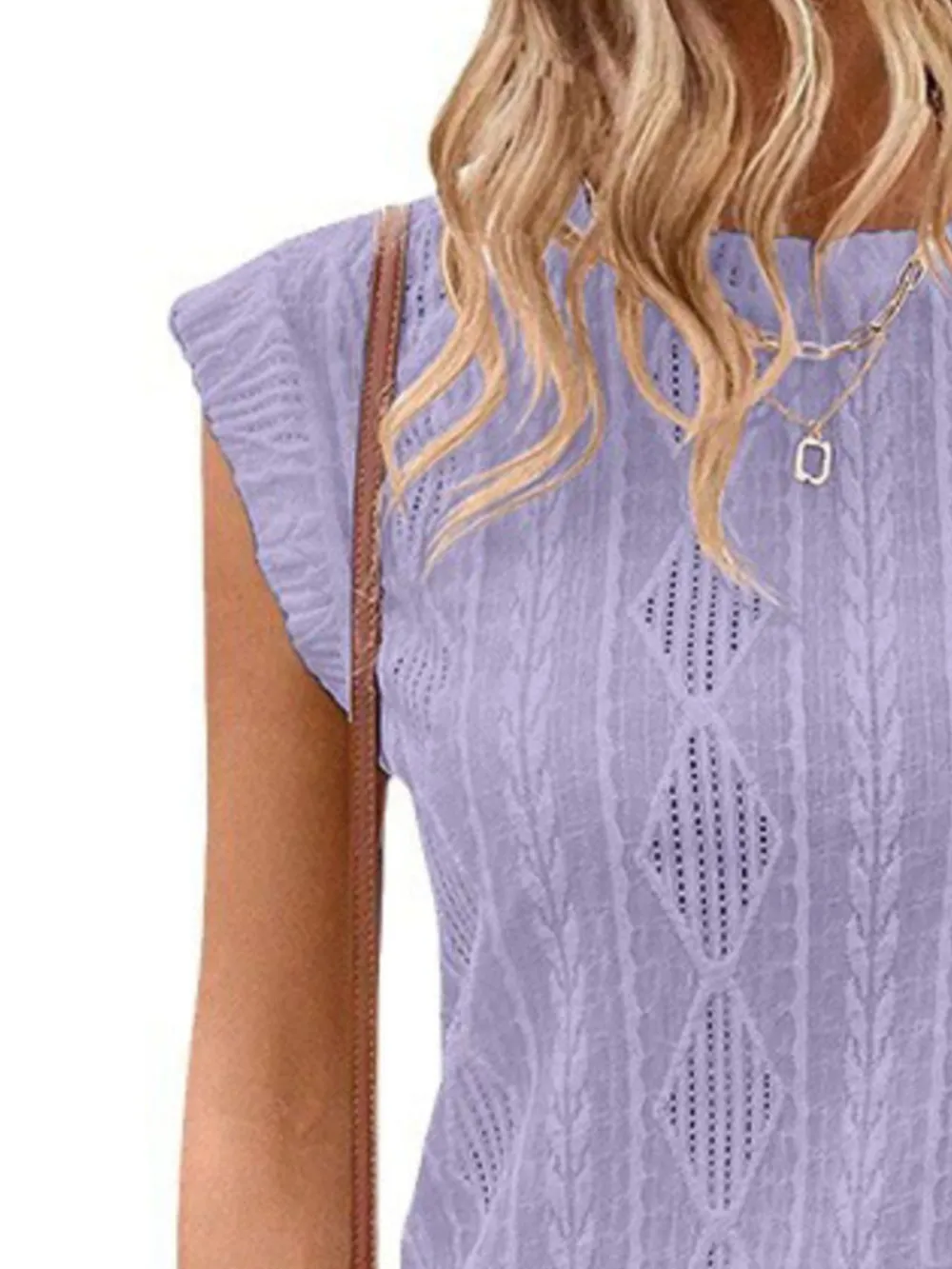 Openwork Round Neck Top, image 7