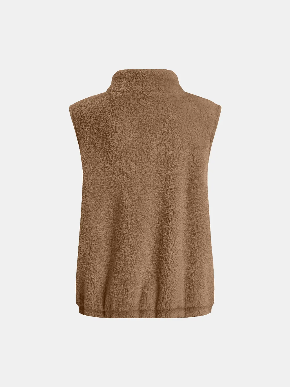 Full Size Fuzzy Zip Up Vest Coat with Pockets, image 4