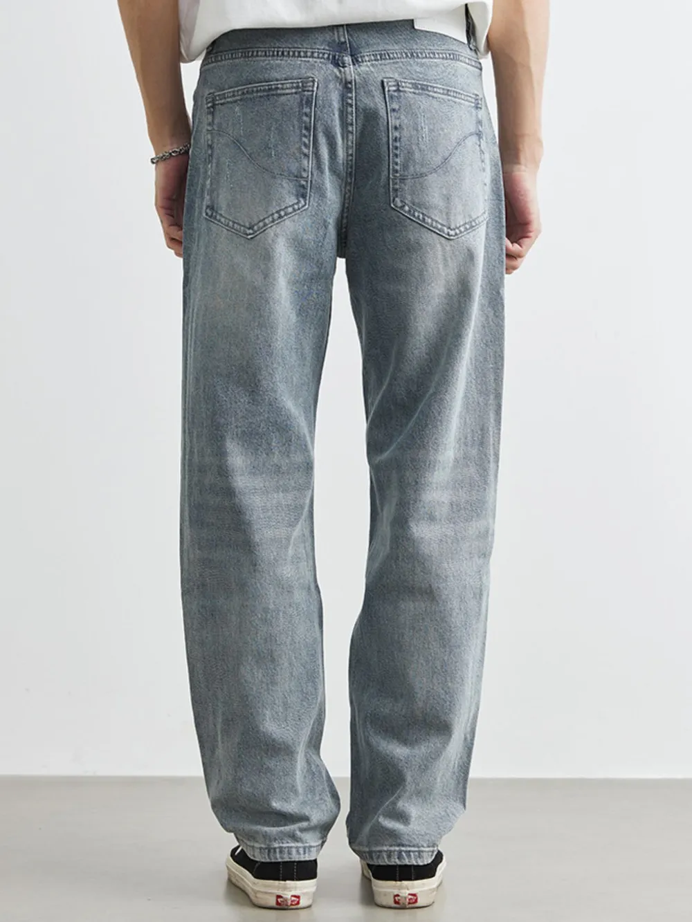 Men's Washed Wide Leg Distressed Jeans, image 7