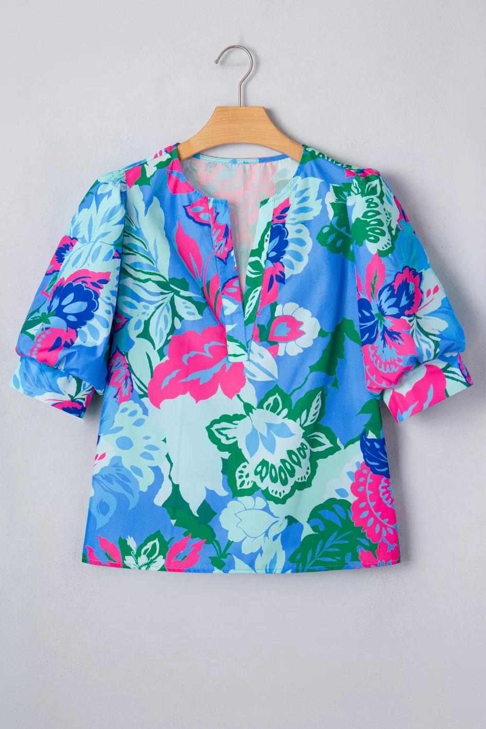 Floral Print V Neck Half Sleeve Blouse, image 6