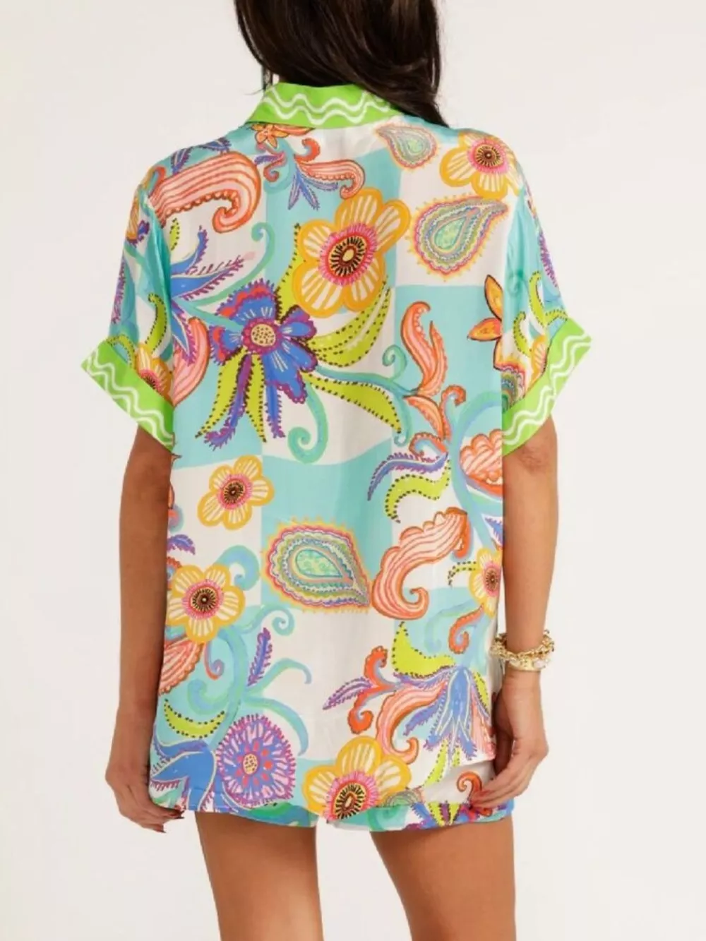 Printed Button-Down Shirt and Shorts Set, image 7