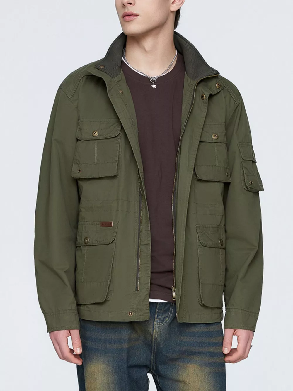 Men's Plus Size Multi-Pocket Zip Up Jacket, image 2