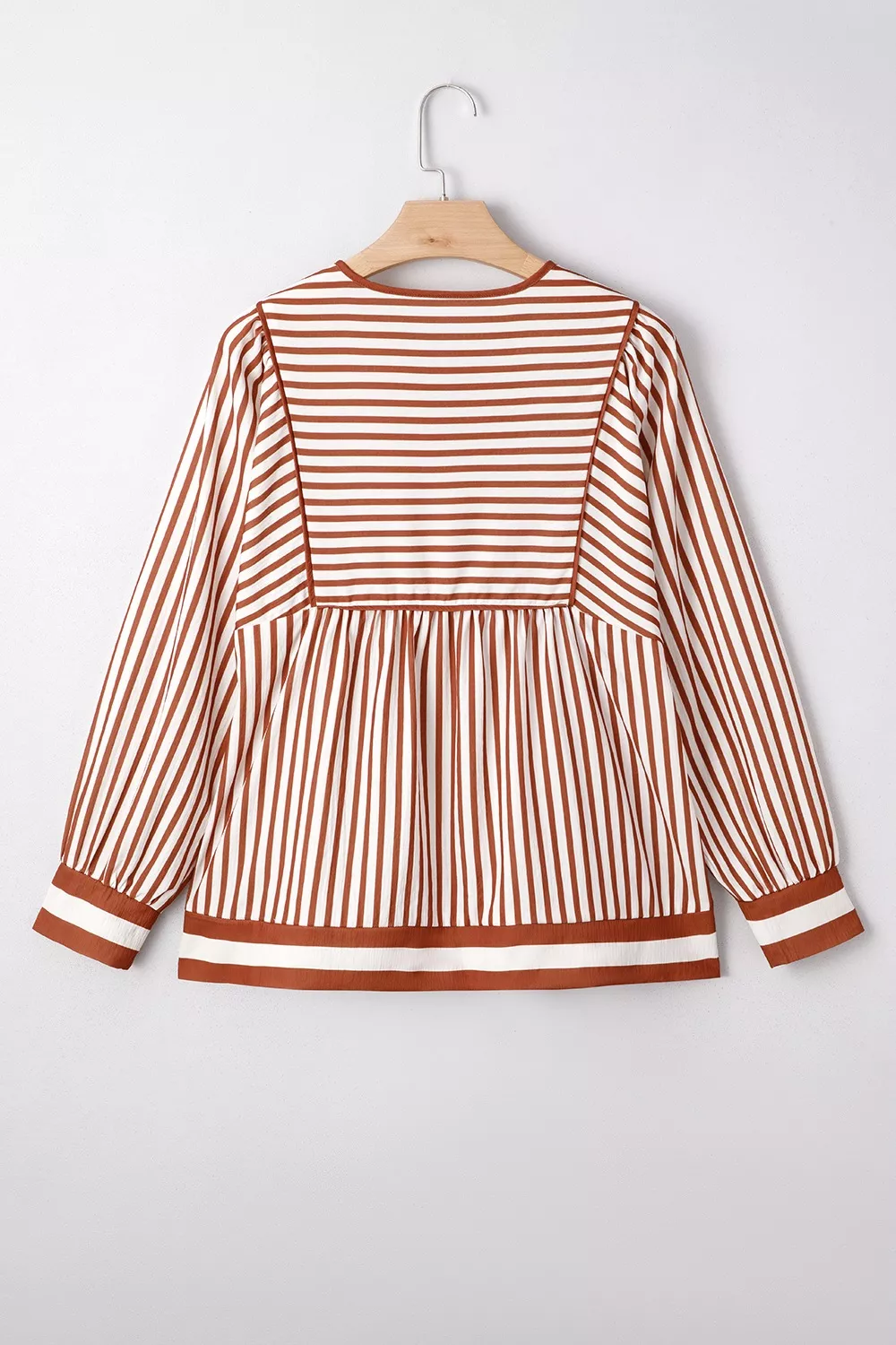 Stripe Babydoll Long Sleeve Blouse, image 4