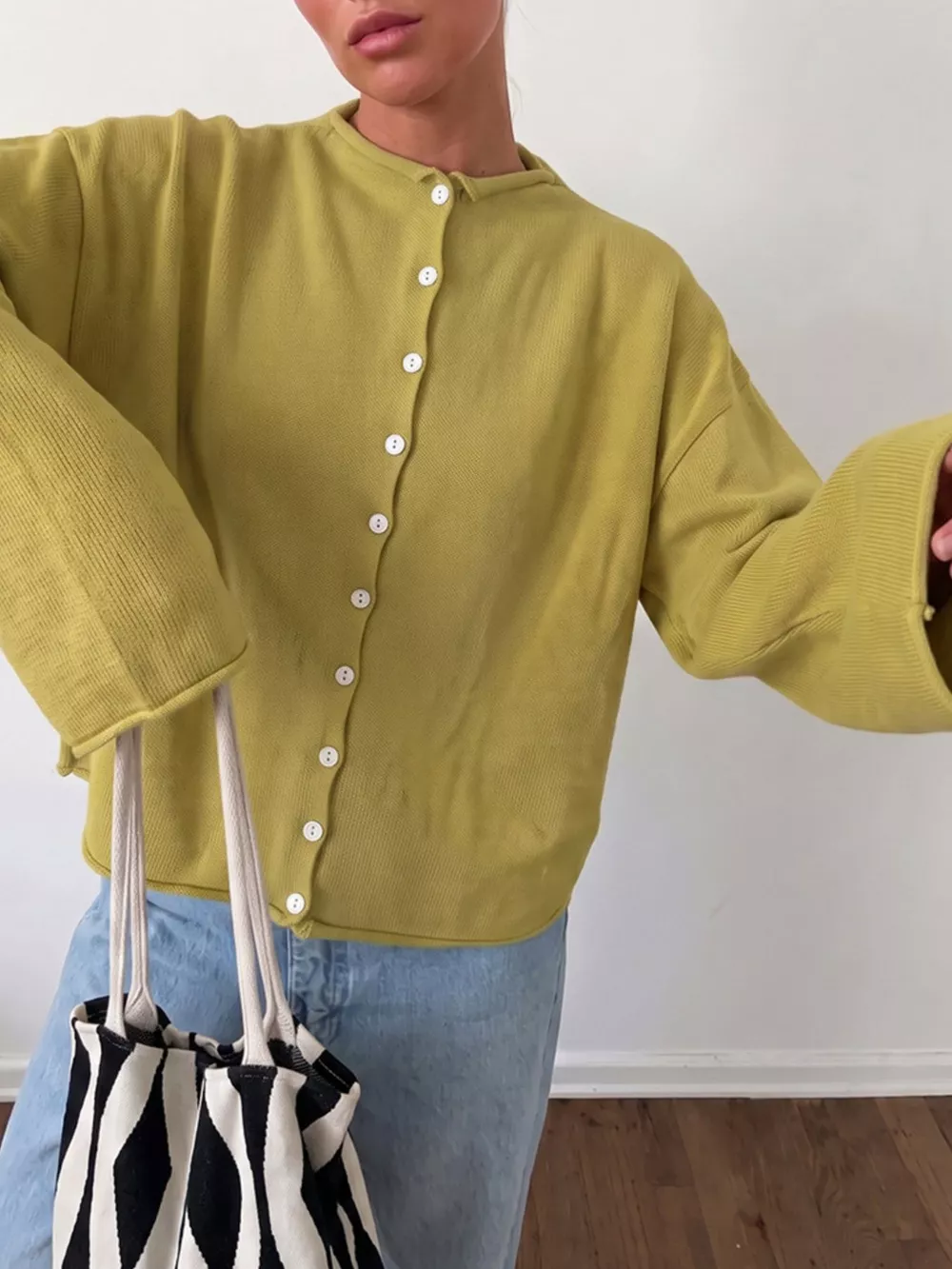 Mock Neck Button-Down Knit Cardigan, image 20