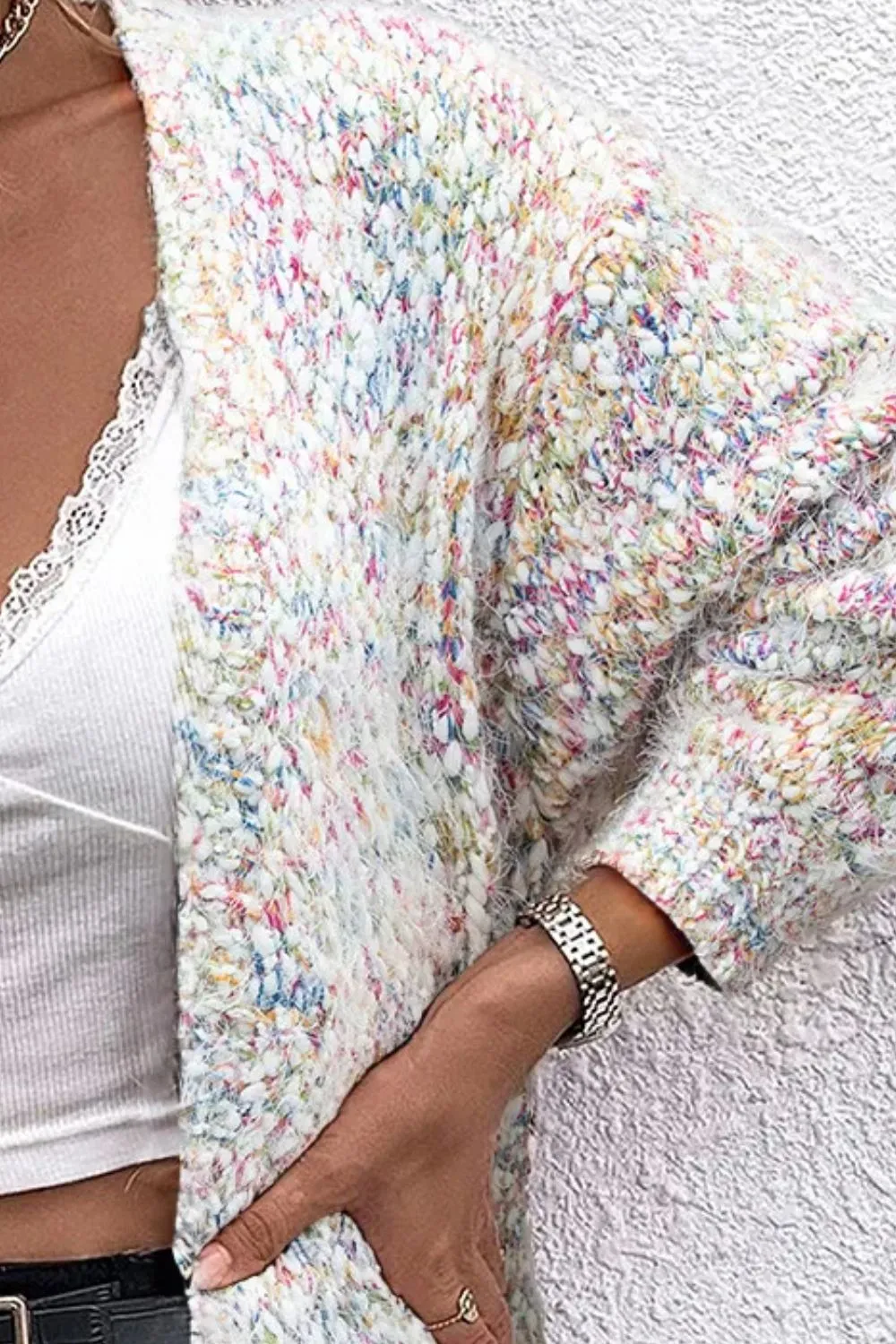Pocketed Open Front Long Sleeve Cardigan, image 4