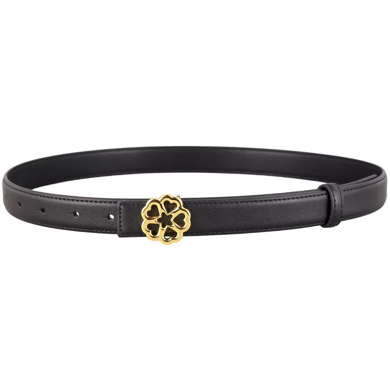 Floral Buckle Leather Belt, image 2