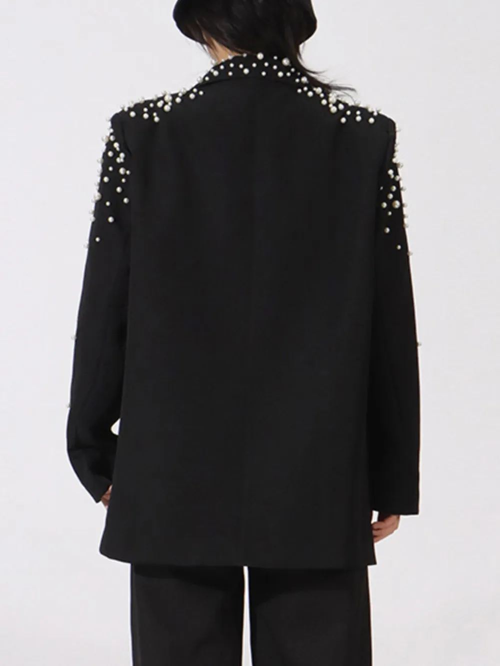 Pearl Embellished Double-Breasted Blazer, image 5