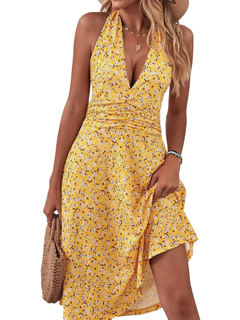 Printed Halter Neck Dress, image 6