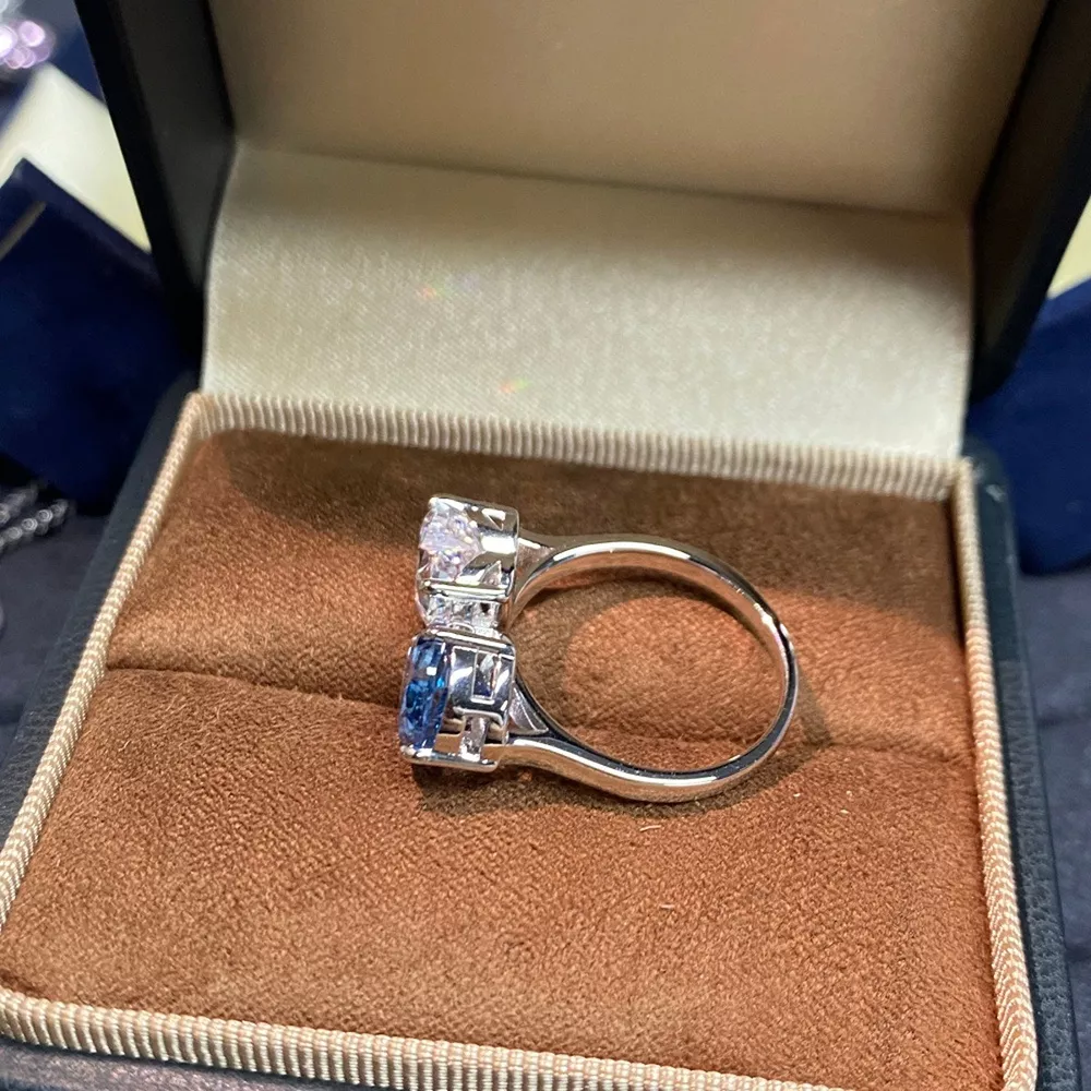 Heart and Teardrop Shaped Dual-Stone Open Ring, image 5