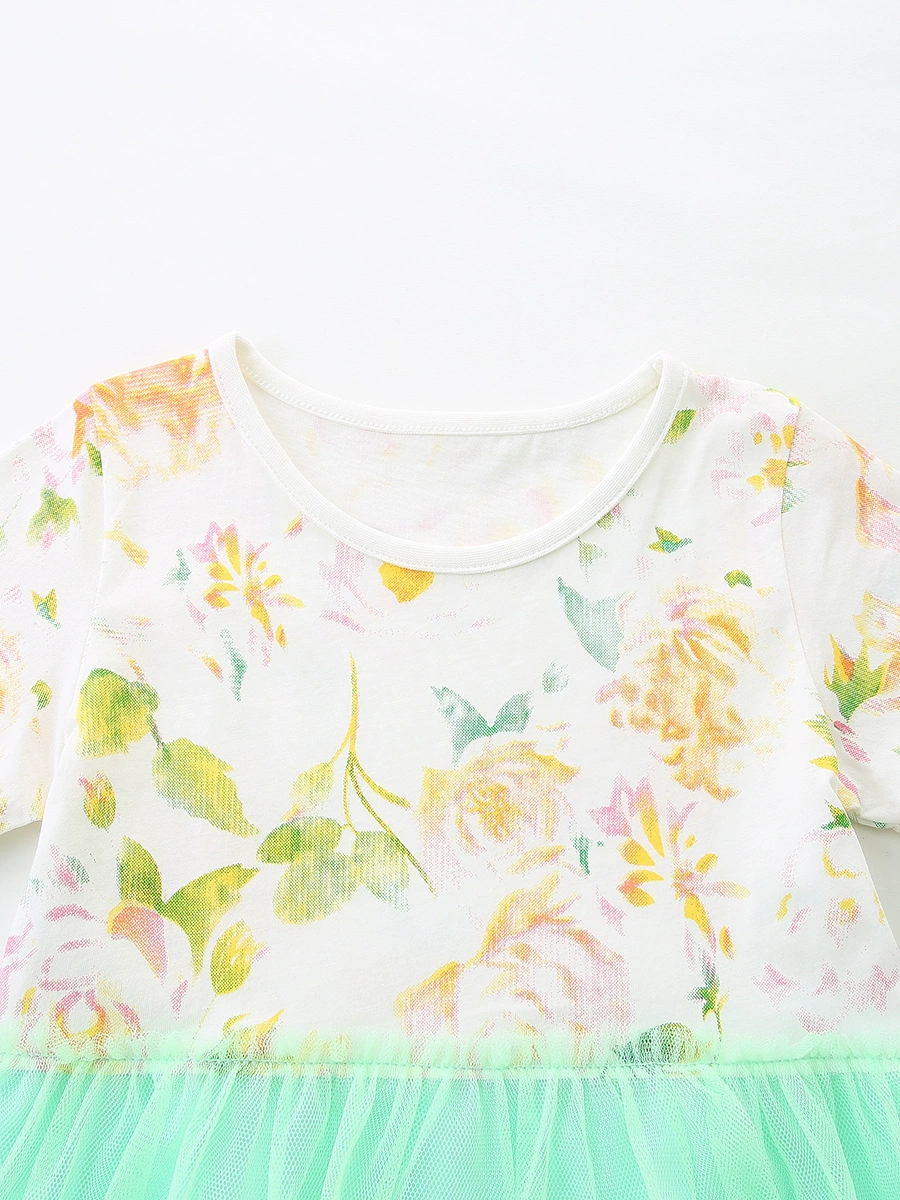 Children's Floral Print Tulle Dress, image 3
