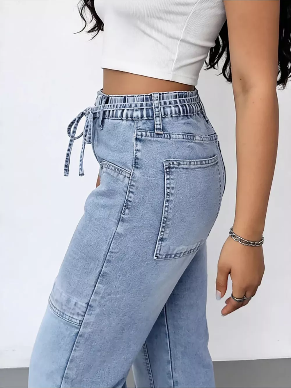 Wash Wide Leg Cargo Jeans, image 2
