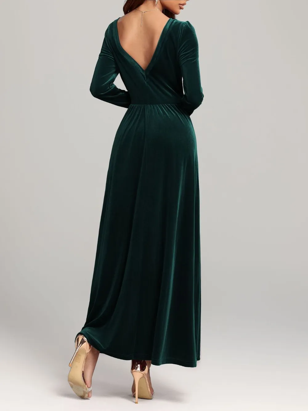 Velvet Square Neck Long Sleeve Dress, image 3