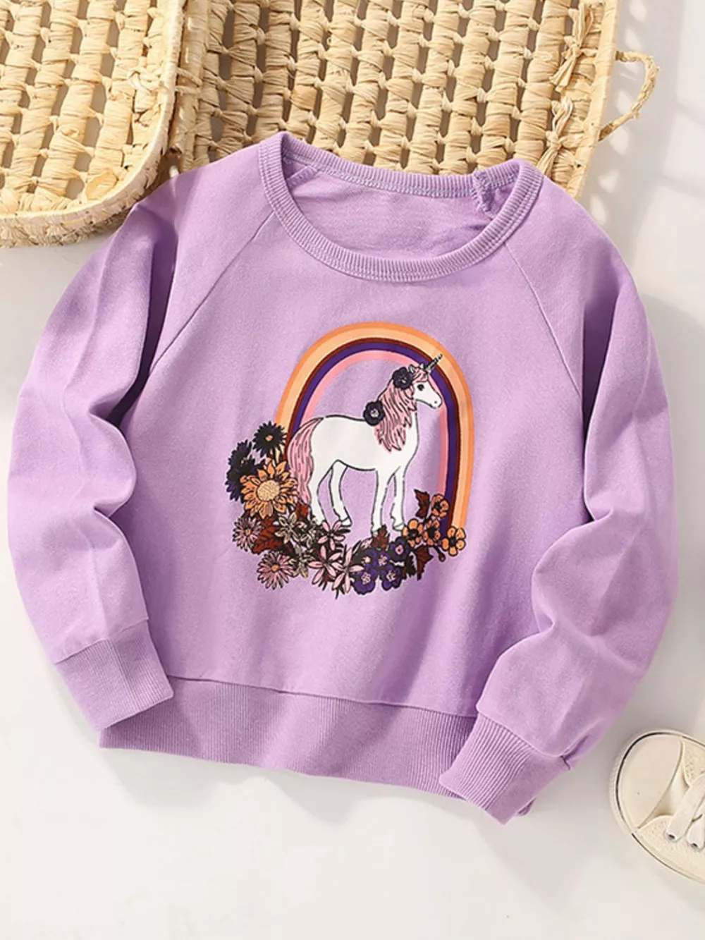 Children's Unicorn Rainbow Graphic Crew Neck Sweatshirt