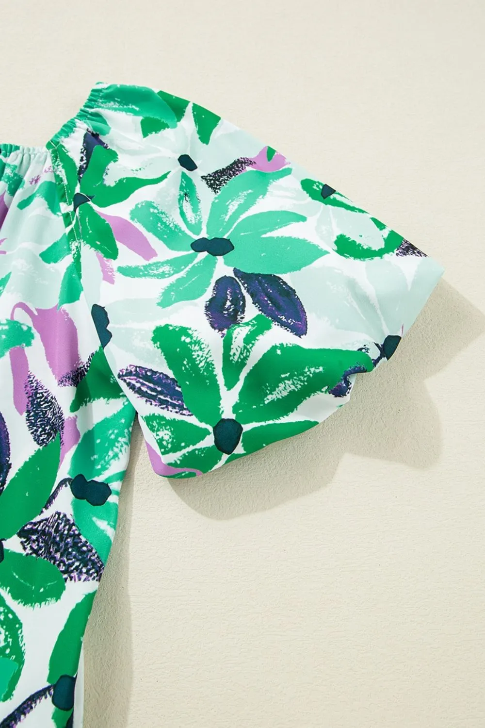 Floral Print Shirred Square Neck Loose Fit Mini Dress, image 3