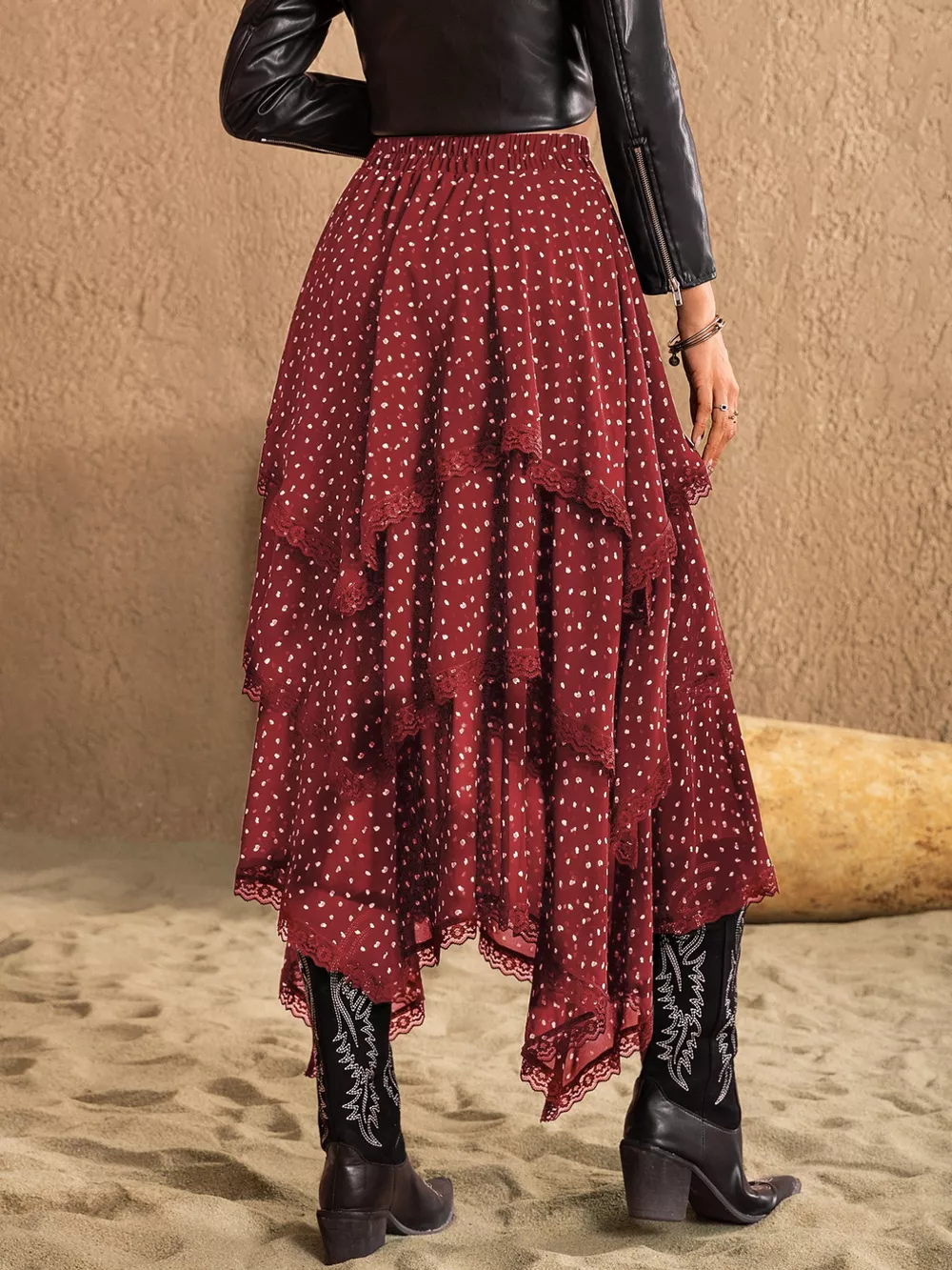 Lace Detail Layered Skirt, image 3