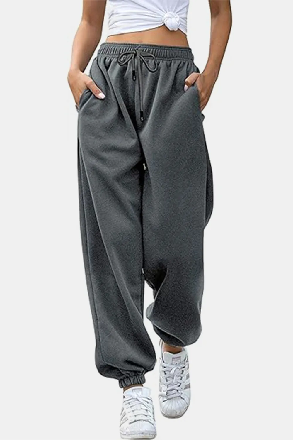 Elastic Waist Joggers with Pockets, image 13