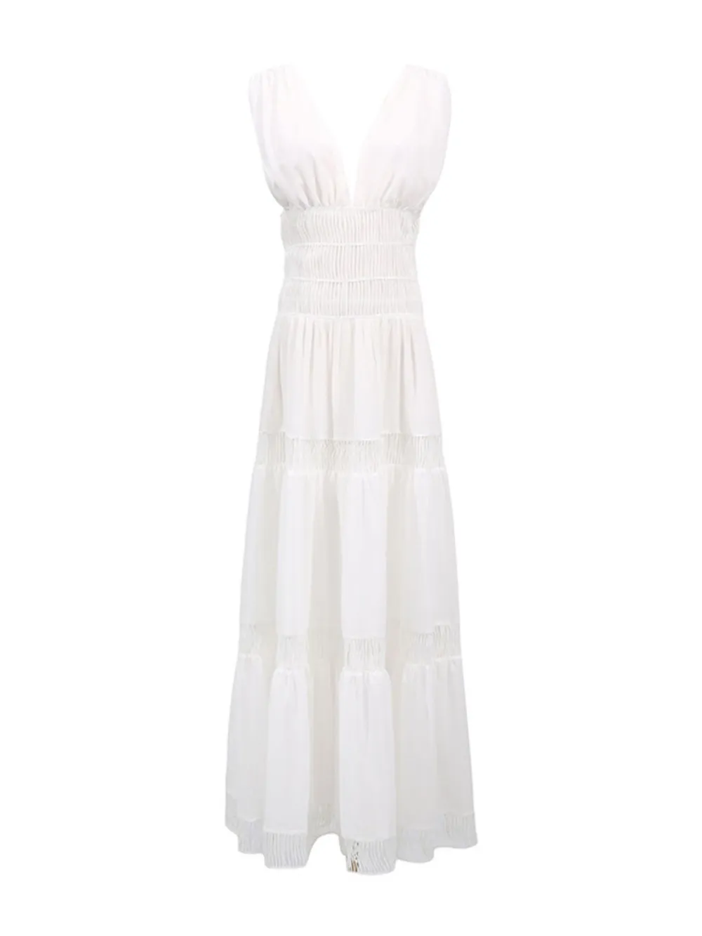 Tiered V-Neck Sleeveless Maxi Dress, image 4
