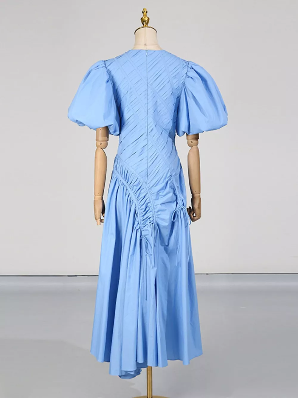 Puff Sleeve Ruched Midi Dress, image 3