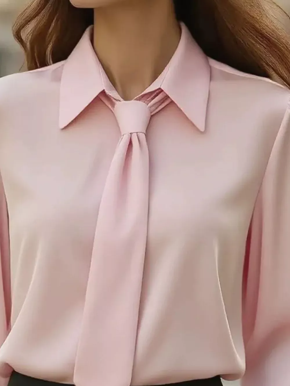 Tie-Neck Long Sleeve Blouse, image 4