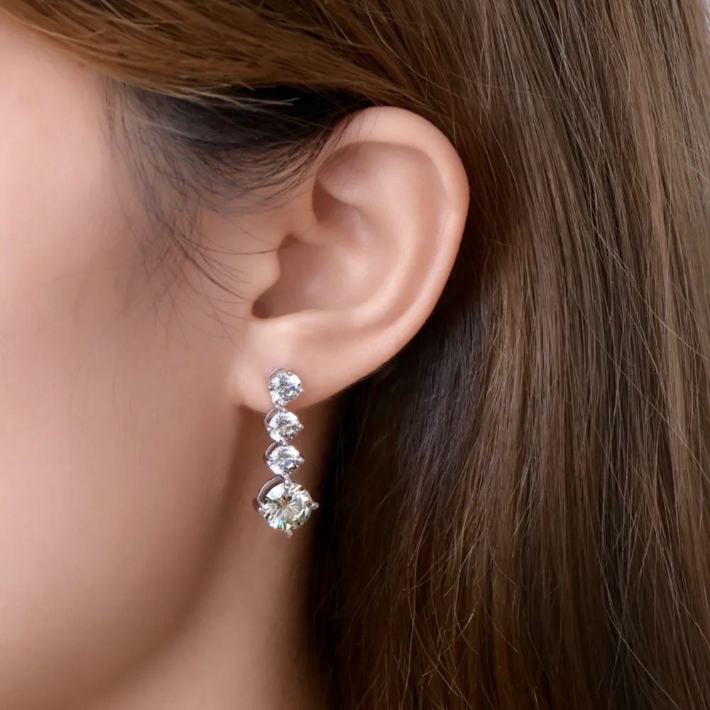 4 Carat Moissanite 925 Sterling Silver Earrings, image 3