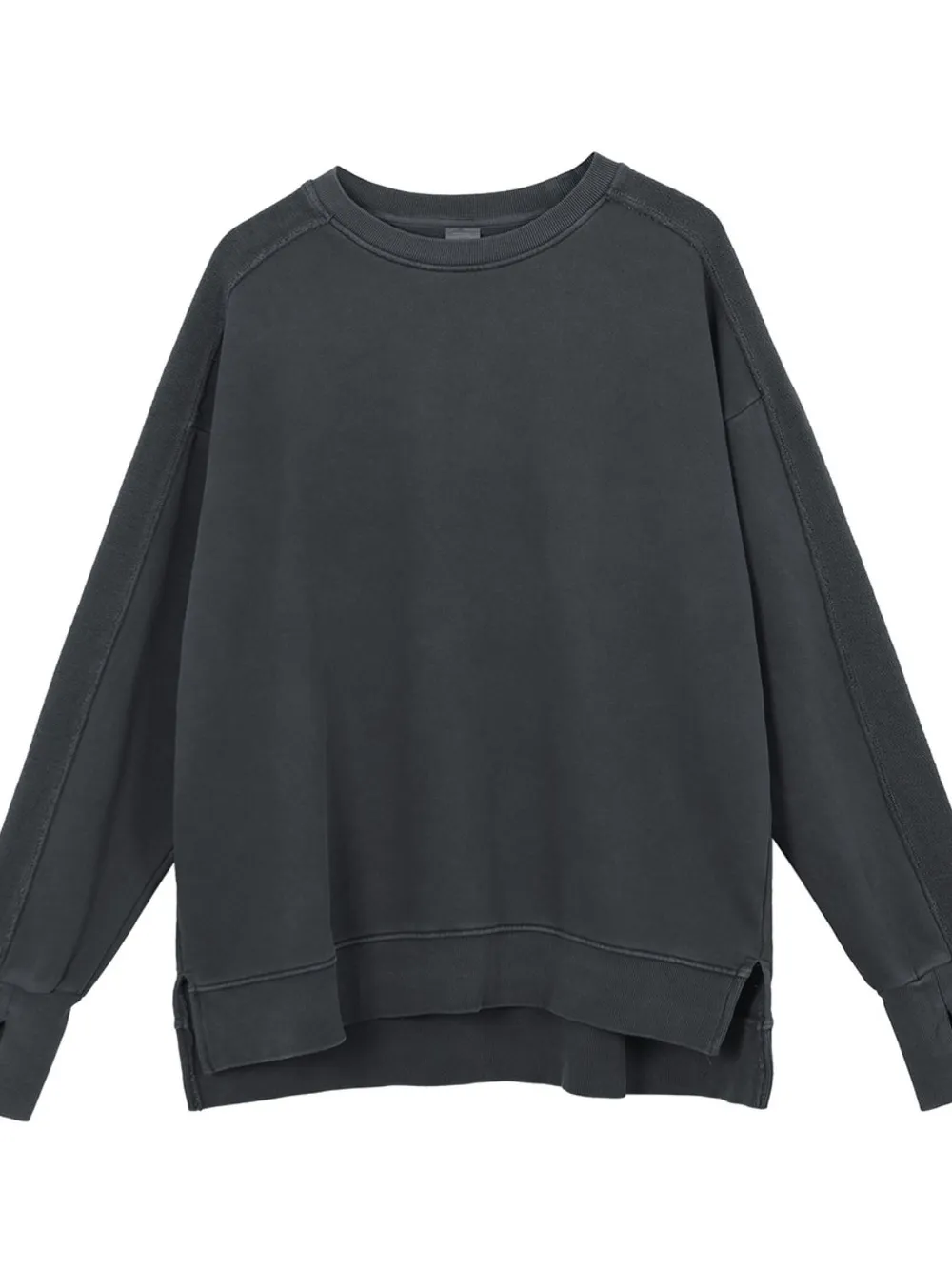 Men's Side Slit Round Neck Long Sleeve Sweatshirt, image 5